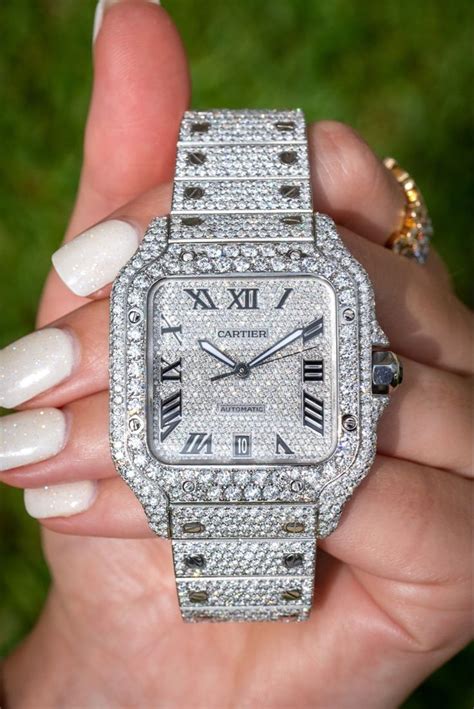 cartier watch men's with diamonds|men's diamond watch real.